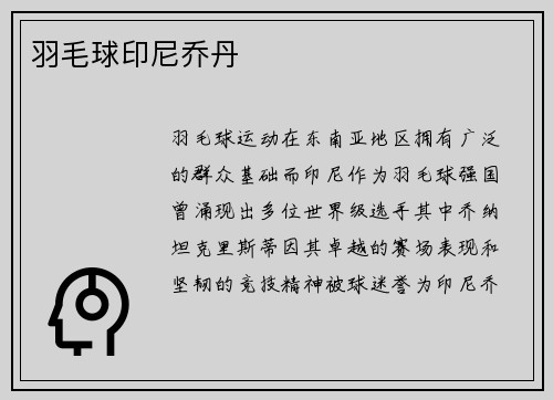 羽毛球印尼乔丹